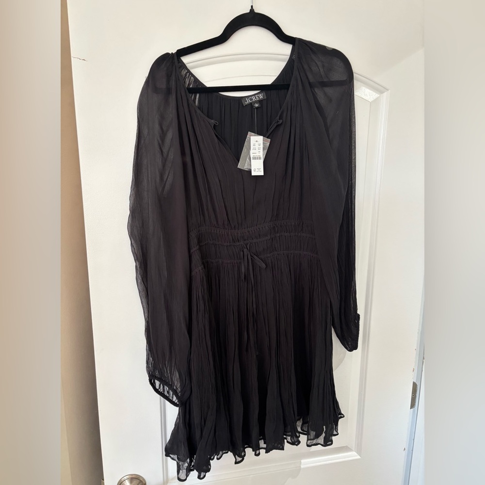 NWT J. Crew Black Sheer Tunic Dress - Size L